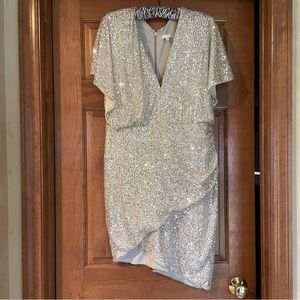 Silver sequin wrap dress